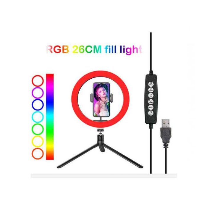 RGB Ring Light 26cm bDonix 2 MJ26 RGB LED Soft Ring Light 26cm With Phone Holder