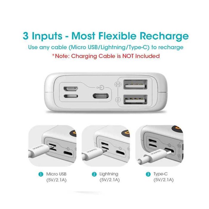 Romoss 10000mAh Power Bank OM10 3 Inputs 2 Outputs Fast Charge Portable Charger Type C External Battery Pack Compatible for iPhone 11 iPhone Xs iPhone 8 iPhone 7 Samsung S20 Ipad Tablet Bdonix 2 Romoss 10000mAh Power Bank OM10, 3 Inputs & 2 Outputs Fast Charge