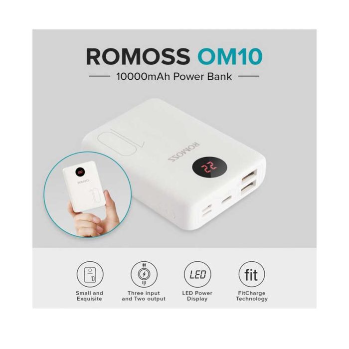 Romoss 10000mAh Power Bank OM10 3 Inputs 2 Outputs Fast Charge Portable Charger Type C External Battery Pack Compatible for iPhone 11 iPhone Xs iPhone 8 iPhone 7 Samsung S20 Ipad Tablet Bdonix 6 Romoss 10000mAh Power Bank OM10, 3 Inputs & 2 Outputs Fast Charge