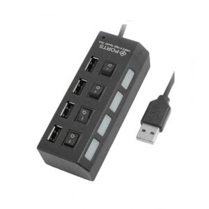 bdonix USB Hub 4 ports 2.0 with button 1 USB 2.0 4 Port Hub Charging & Data Transfer