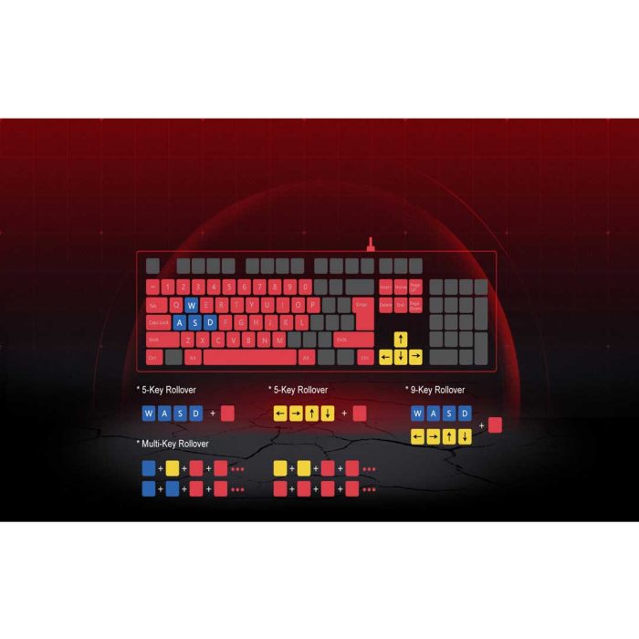 bDonix A4Tech Bloody B160N Gaming Keyboard 5 Bloody B160N 5-Zone Neon Lighting Illuminate Gaming Keyboard