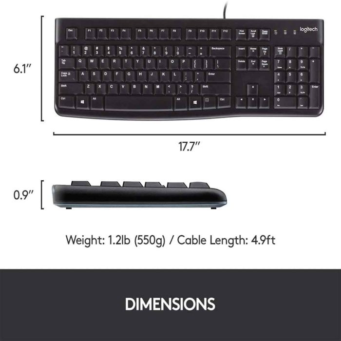 logitech k120 ergonomic desktop usb wired keyboard