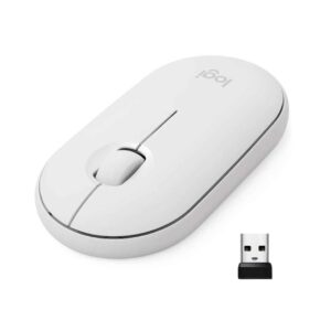 Logitech Pebble Mouse M350 Wireless Bluetooth Mouse 1 Logitech Pebble M350 Wireless Mouse with Bluetooth or USB - Silent, Slim with Quiet Click for iPad, Laptop, Notebook, PC and Mac - Off White