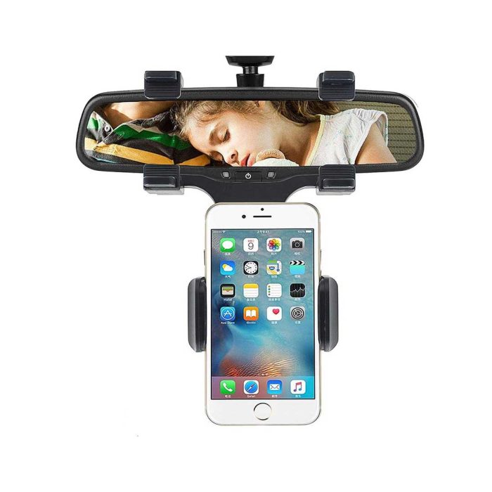 Car rear view Mirror phone holder 2 Car Rearview Mirror Phone Holder Universal Cell Phone Cradle for Car Phone Mount Compatible with 4-7 inch Smartphones