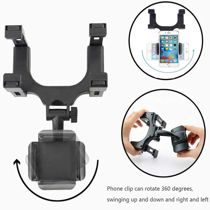 Car rear view Mirror phone holder 7 Car Rearview Mirror Phone Holder Universal Cell Phone Cradle for Car Phone Mount Compatible with 4-7 inch Smartphones