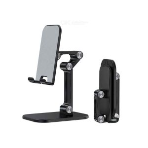 Folding Desktop Phone Stand S002 5 Adjustable Cell Phone Stand for Desk Angle Height Adjustable Foldable Cellphone Holder w/Anti-Slip Silicon Pad
