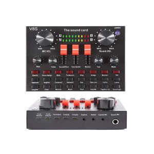 V8S Live Sound Card Bluetooth Audio Intercface DJ Mixer bDonix 1 V8S Live Sound Card Bluetooth Audio Mixer With 16 Sound Effects Voice Changer DJ Mix Audio Interface