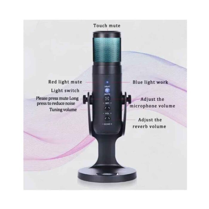 Jmary Condenser Microphone PW9 RGB 3 Jmary USB Condenser RGB Microphone PW9 for Computer 360 Degree Adjustable Mic Stand for Gaming Streaming Podcasting Recording