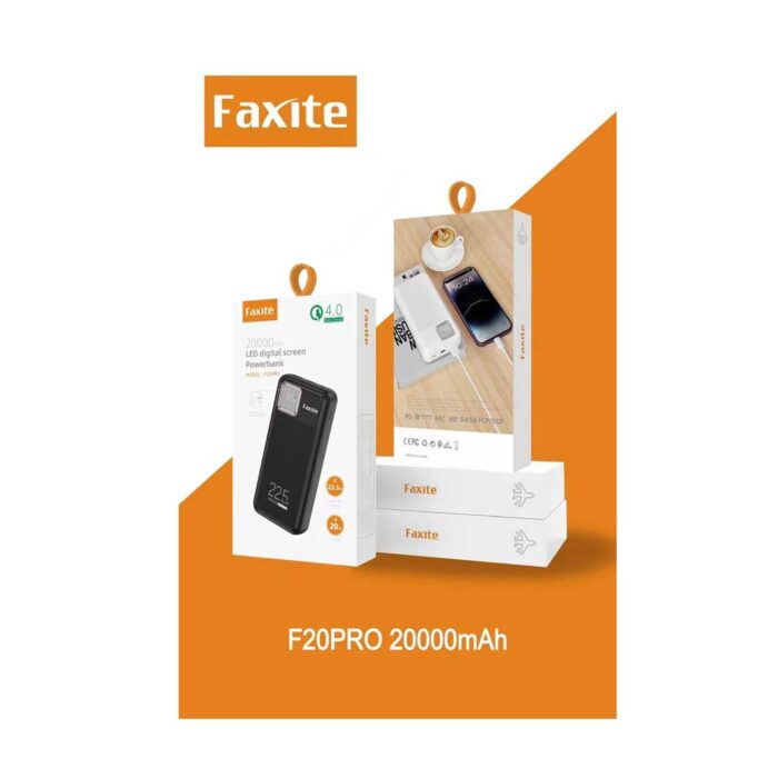 Faxite 20000mAh LED diital screen powerbank F20Pro 22.5w super fast charging and 20w PD charging 3 Faxite 20000mAh Power Bank F20Pro Q.C4.0 22.5W+PD 20Wwith LED Digital Display