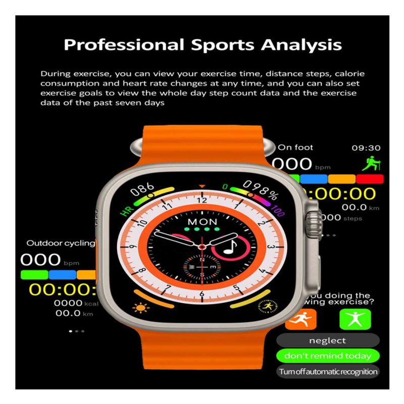 HK8 Pro Max AMOLED Screen Smart Watch Ultra 49mm Series 8 19 Hk8 Pro Max 2.12 Inch Amoled Screen Smart Watch Ultra 49mm Men Series 8 Nfc Wireless Charging Sports Watch (Orange)