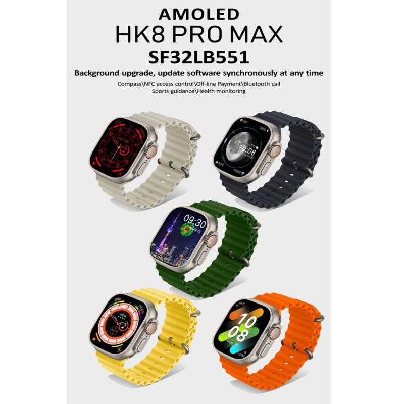 HK8 Pro Max AMOLED Screen Smart Watch Ultra 49mm Series 8 4 Hk8 Pro Max 2.12 Inch Amoled Screen Smart Watch Ultra 49mm Men Series 8 Nfc Wireless Charging Sports Watch (Orange)