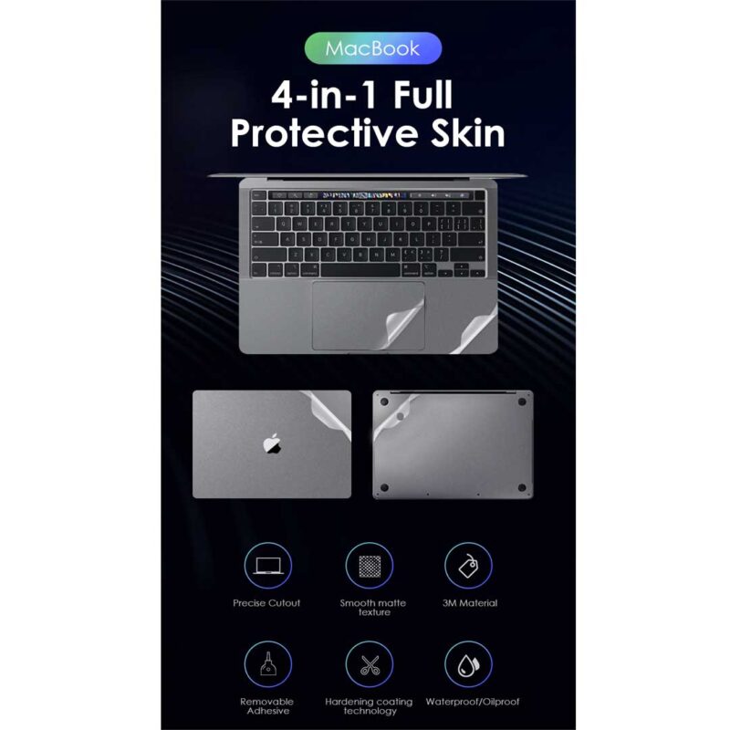 Macbook Pro 14 Inch M2 Model A2779 2023 Release 4 in 1 Full Body Protector Skin 4 4 In 1 MacBook Pro A2918 M3 Chip Top + Bottom + Touchpad + Palm Rest Skin Protector for MacBook 14.2-Inch (2024 Release) Protector Decal Sticker